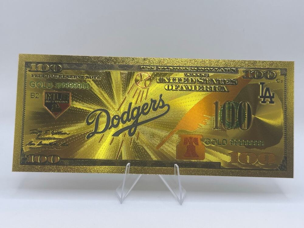 Los Angeles Dodgers Gold Tone $100 Foil Note MLB Baseball Collectible